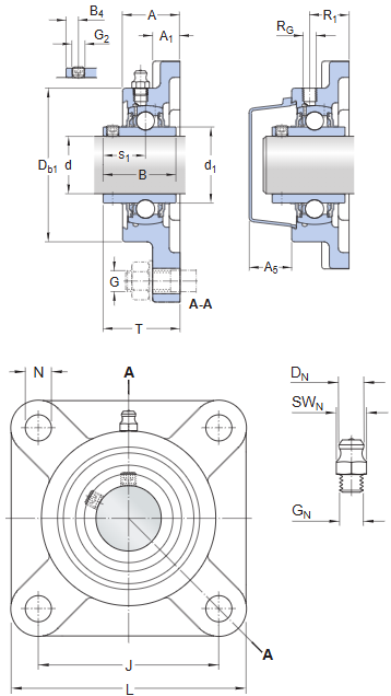 UCFS321D1 带方形座轴承 engineering drawing