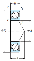 7084A Angular Contact Ball Bearing engineering drawing