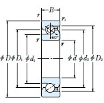 BSF2575 Angular Contact Ball Bearing engineering drawing