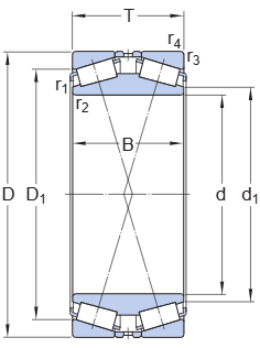 BT2-8232 Tapered Roller Bearing engineering drawing