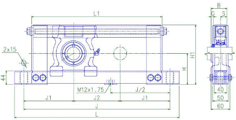 UCHB210D1 带支架座轴承 engineering drawing