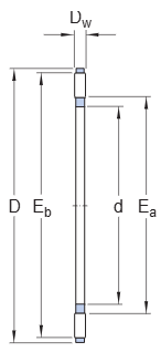 WS89307 Thrust Roller Bearing engineering drawing