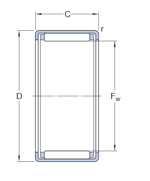 BK0408 Needle Roller Bearing engineering drawing