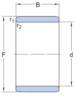 IR14X17X17 Needle Roller Bearing engineering drawing