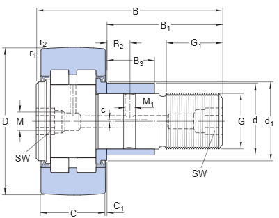 KR47B Needle Roller Bearing engineering drawing