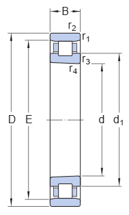 N1920 High Precision Cylindrical Roller Bearing engineering drawing