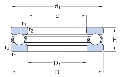 51206 Thrust Ball Bearing engineering drawing