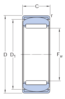 PNA1735 Needle Roller Bearing engineering drawing