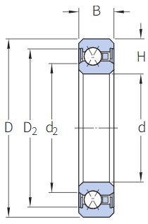 KDN.NA025AR0 薄壁轴承 engineering drawing