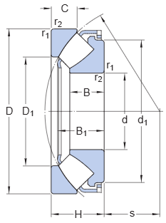 29322 推力调心滚子轴承 engineering drawing